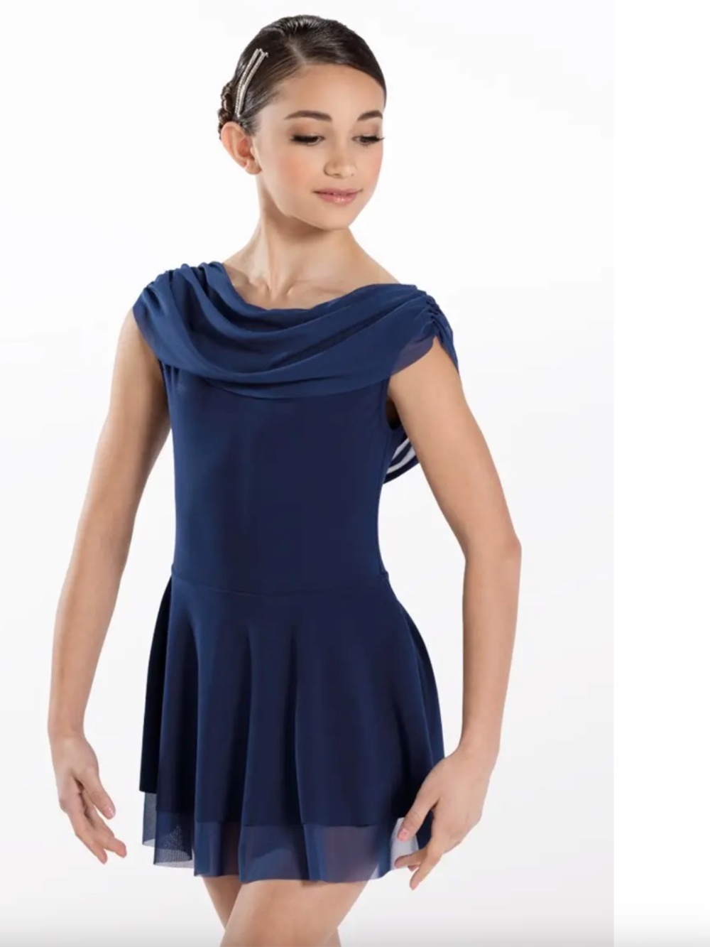 Weissman Coppelia Navy Blue Cap Sleeve Lyrical Dance Dress MC 13354